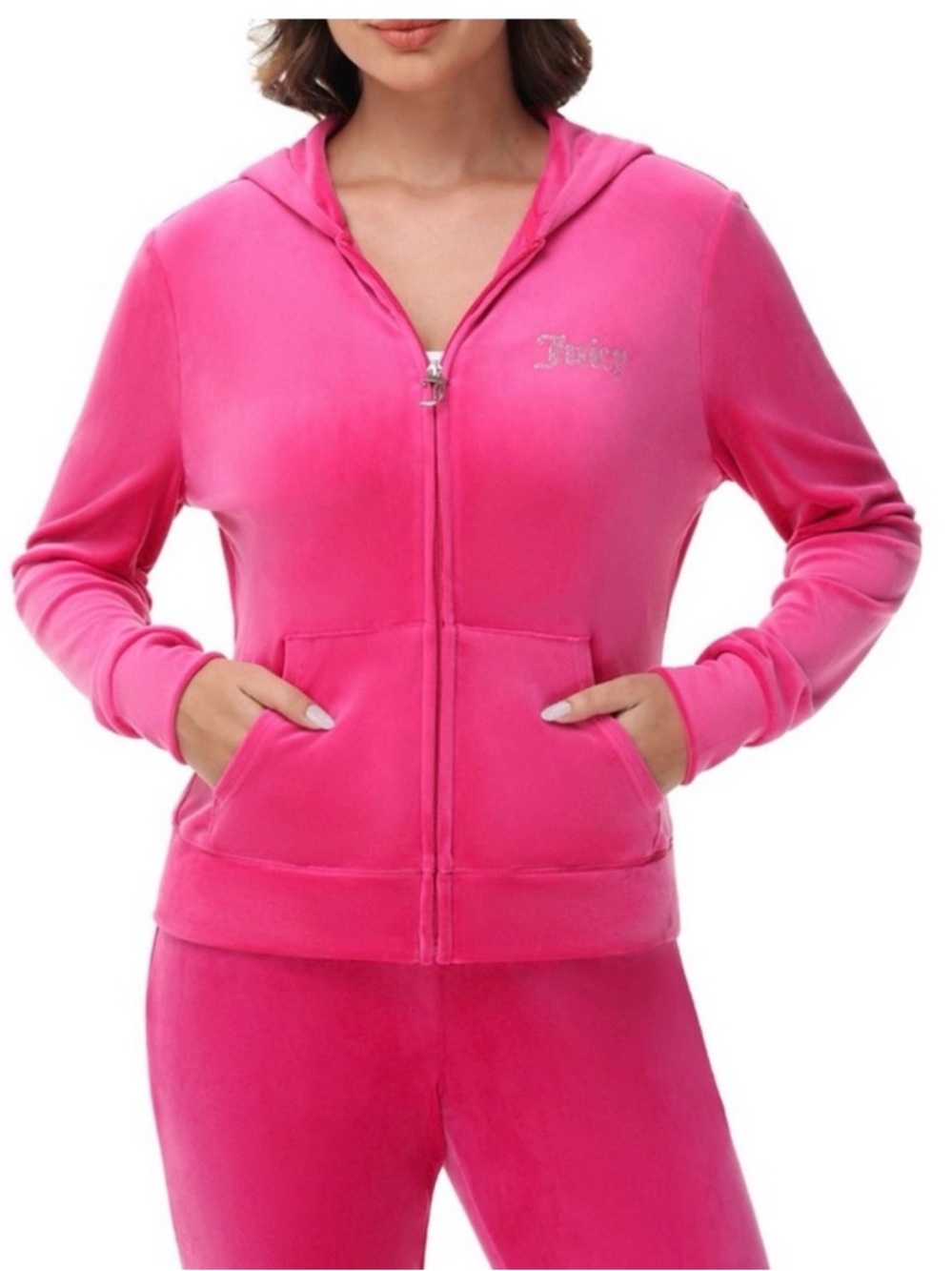 NWT Juicy Couture Hot Pink Velour Zip-Up Hoodie
